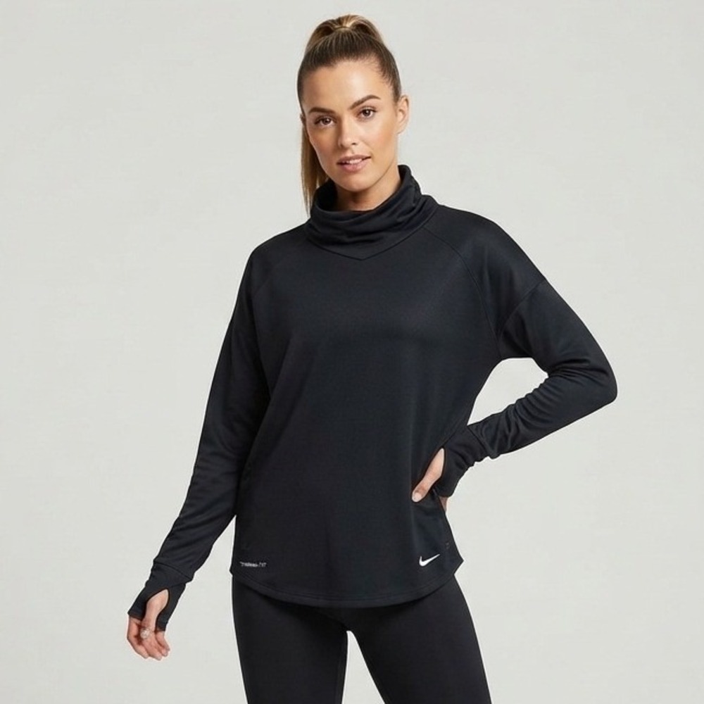 Nike Running Dri-FIT Funnel Neck Long Sleeve Top Black Large 659998-010